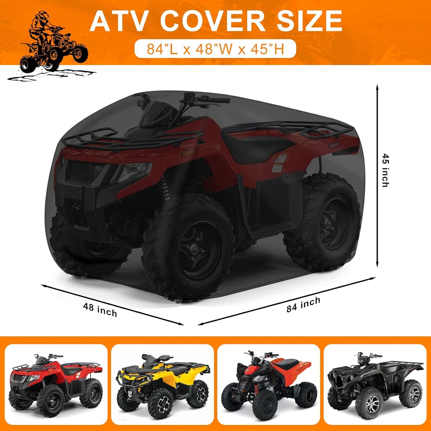 Cubierta ATV 84" 600D resistente agua Polaris Kawasaki