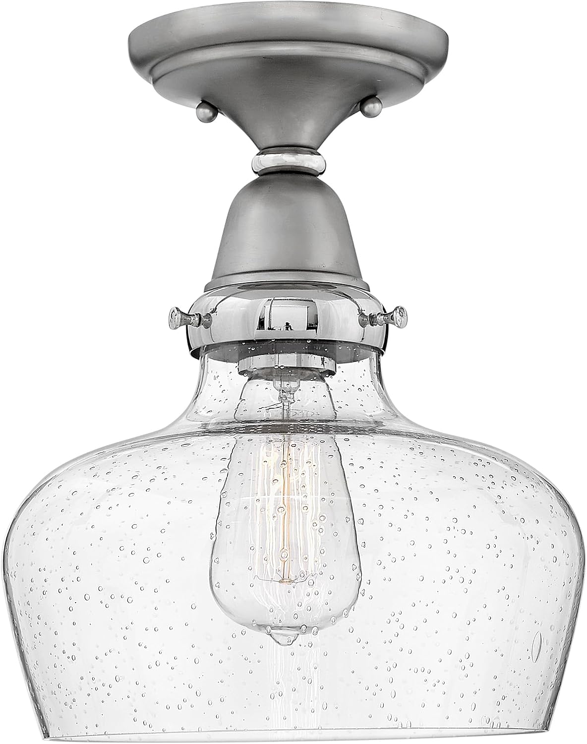 Lámpara de techo 11.5pulg níquel inglés con cristal