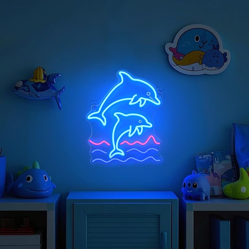 Letrero Neón Delfín Decoración Atenuable Hogar Fiesta