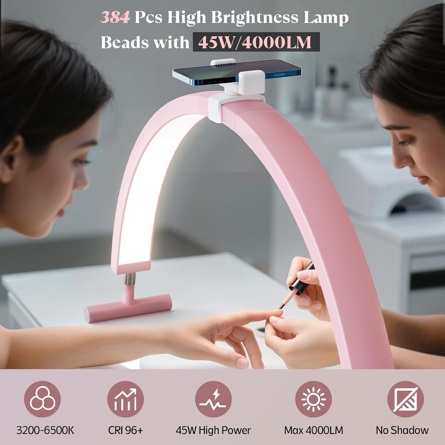 Luz media luna escritorio 30pulg soporte teléfono 5 brillo