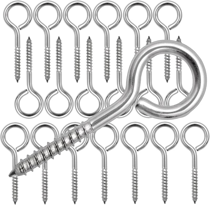 20 Ganchos Ojo 3.2pulg Acero Inox Resistentes para Madera