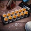 Soporte 12 vasos chupito barra 1.5pulg vidrio bambú negro