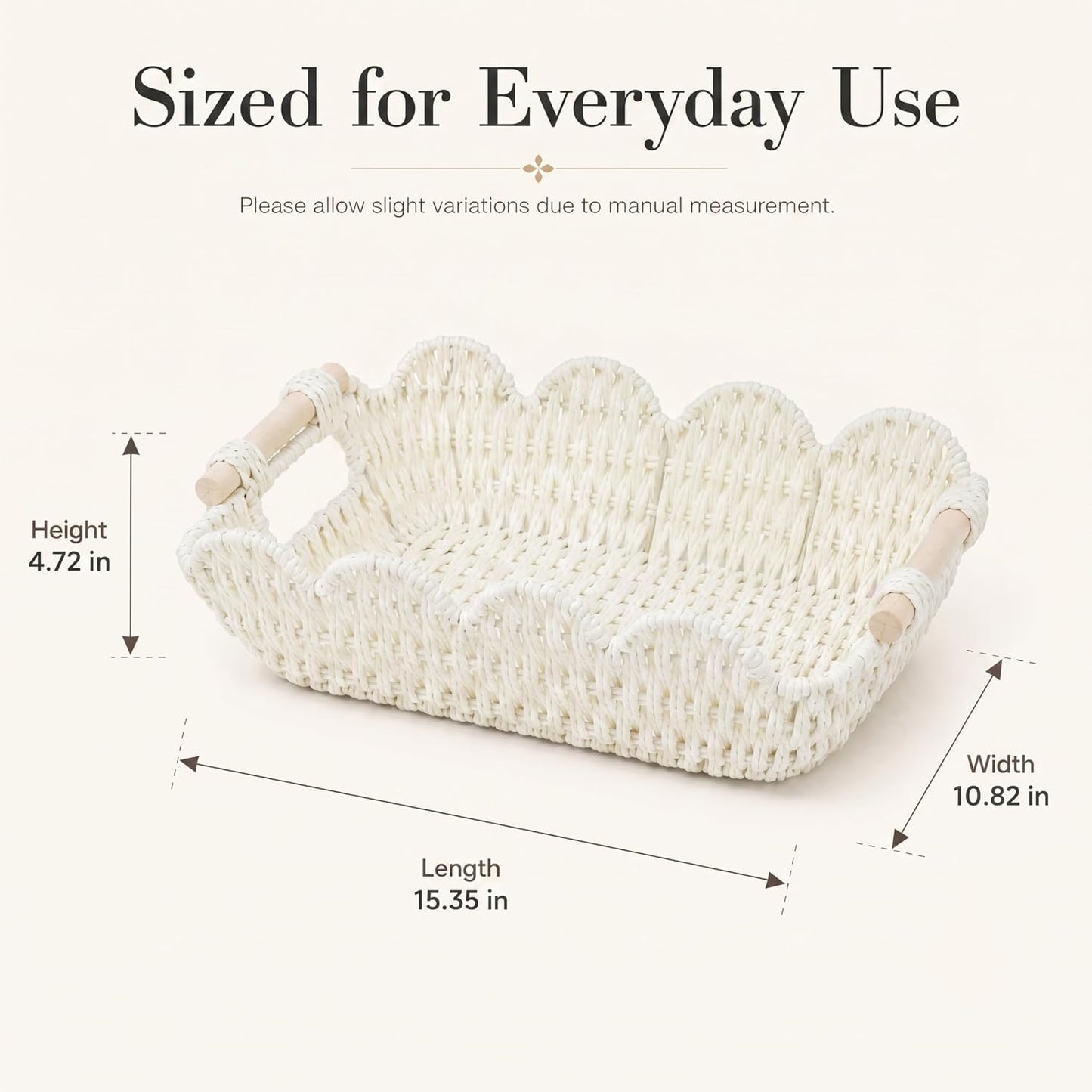 Cesta cuerda asas almacenamiento decorativa 2 Pzas blanco
