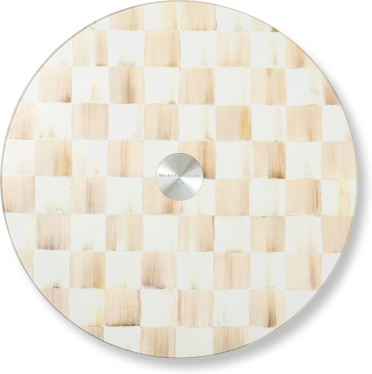 Tabla Servir Giratoria Cristal Marrón y Blanco Moca
