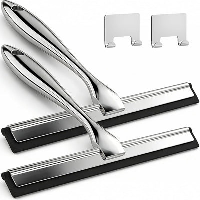 2 Pzas Limpiacristales Acero Inox 9.8pulg Plateado