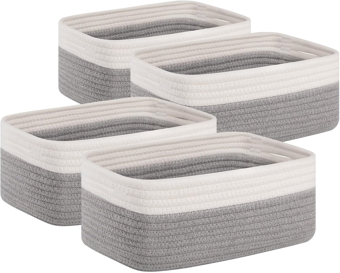 4 Cestas Almacenamiento Estante 11.8x7.8x4.7" Gris