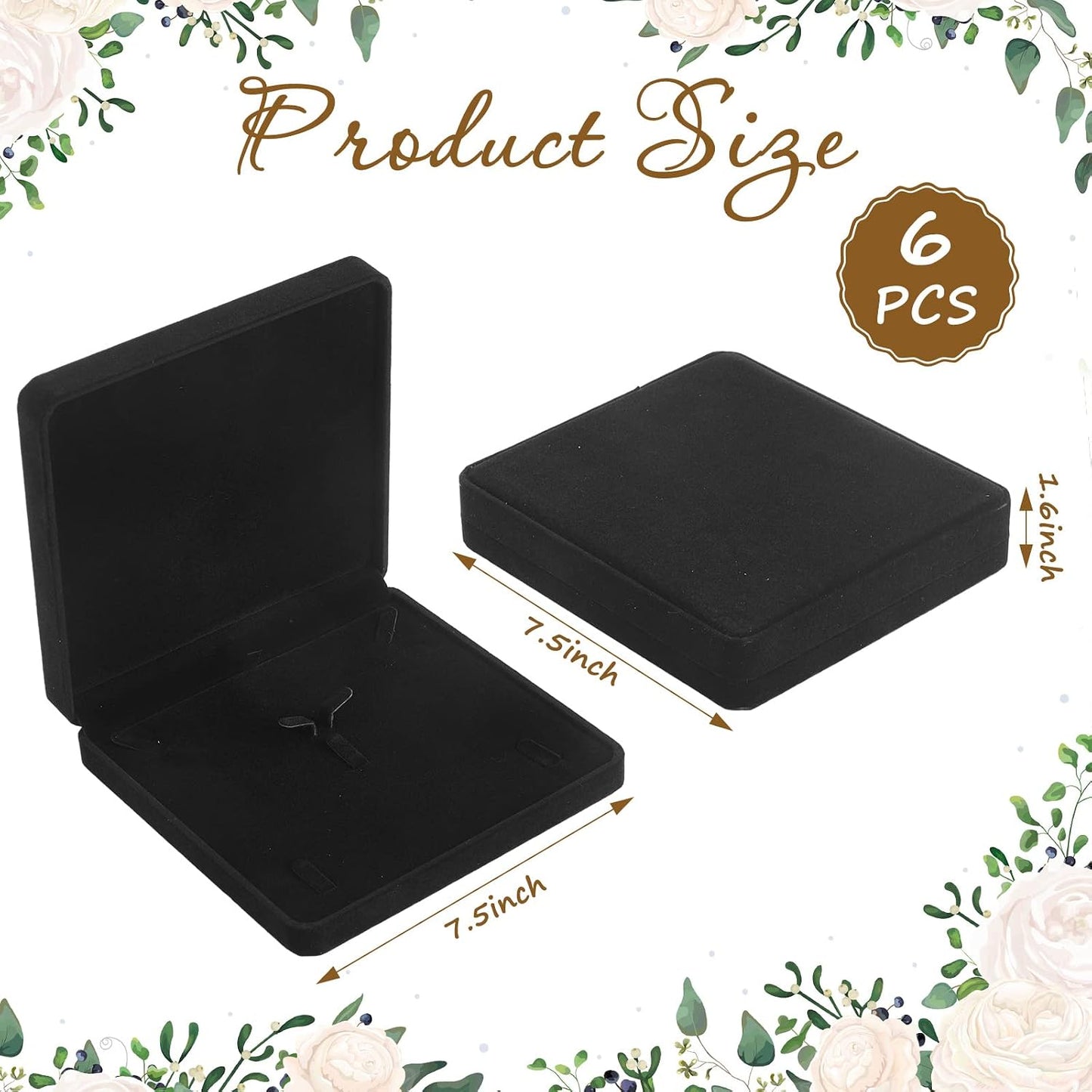 Caja terciopelo 6 pzas para joyas collar anillo aretes