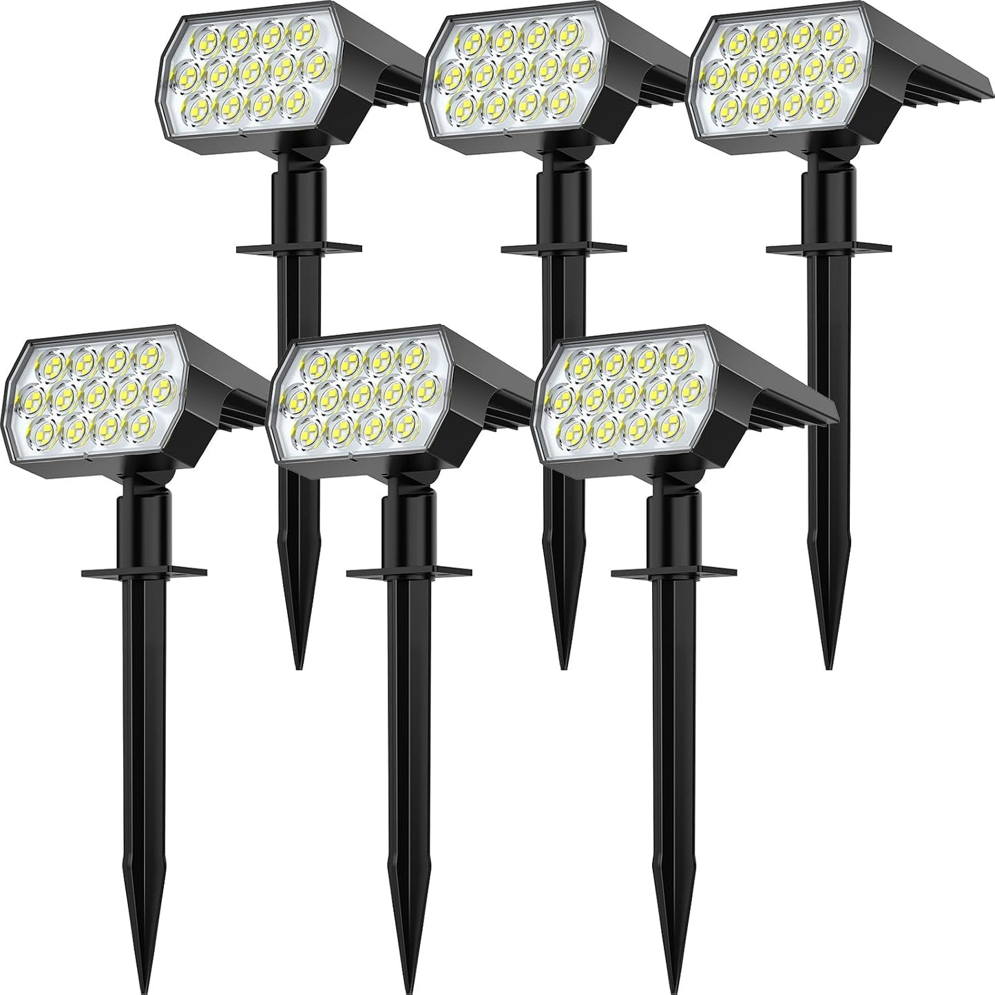 Focos solares impermeables IP65 6uds 52LED 2en1 para jardín