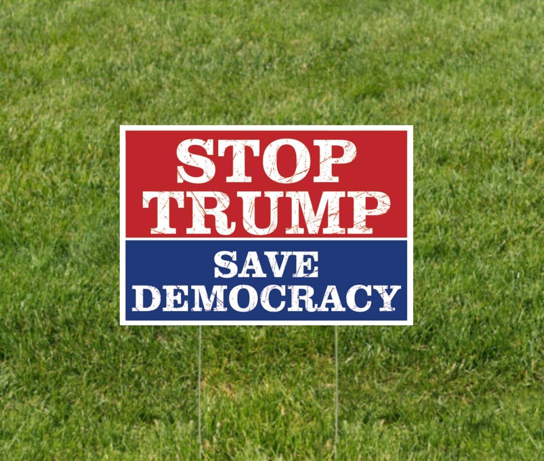 Letrero anti Trump plástico corrugado 18x12" con estaca H