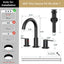 Grifo baño 8pulg 3 agujeros aireador 2 asas 360° mate negro