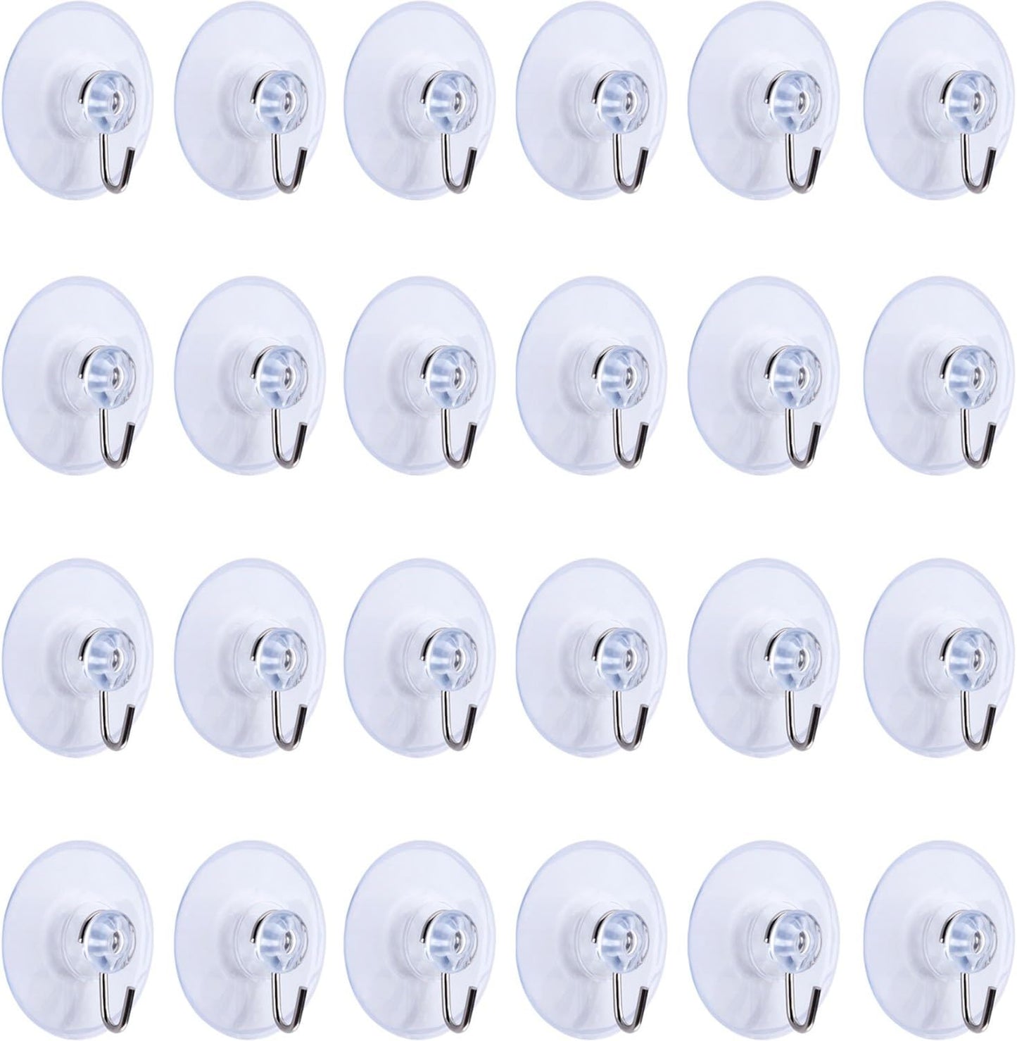 24 Pzas Gancho Pared Ventosa PVC 1.77" Metal Reutiliz.