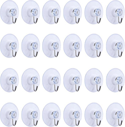 24 Pzas Gancho Pared Ventosa PVC 1.77" Metal Reutiliz.