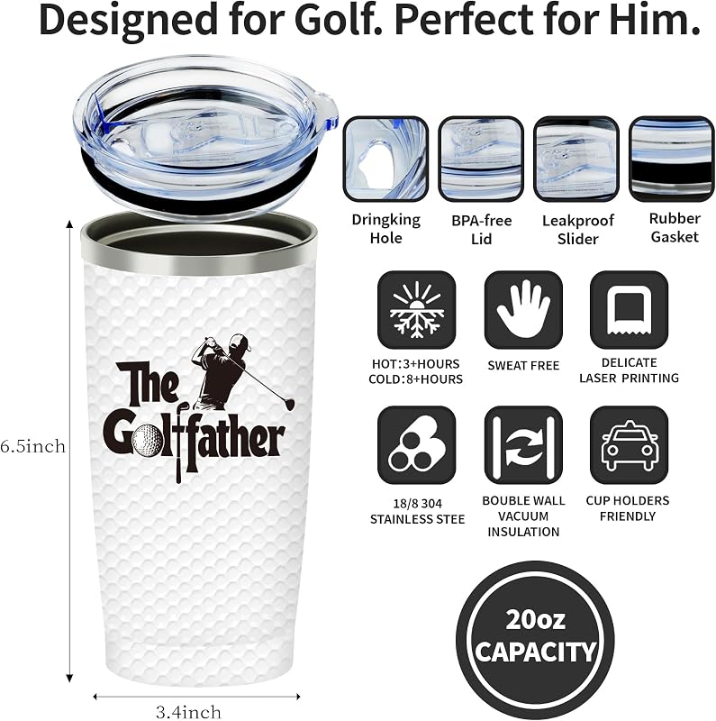Vaso acero inox 20oz regalo golf para hombre