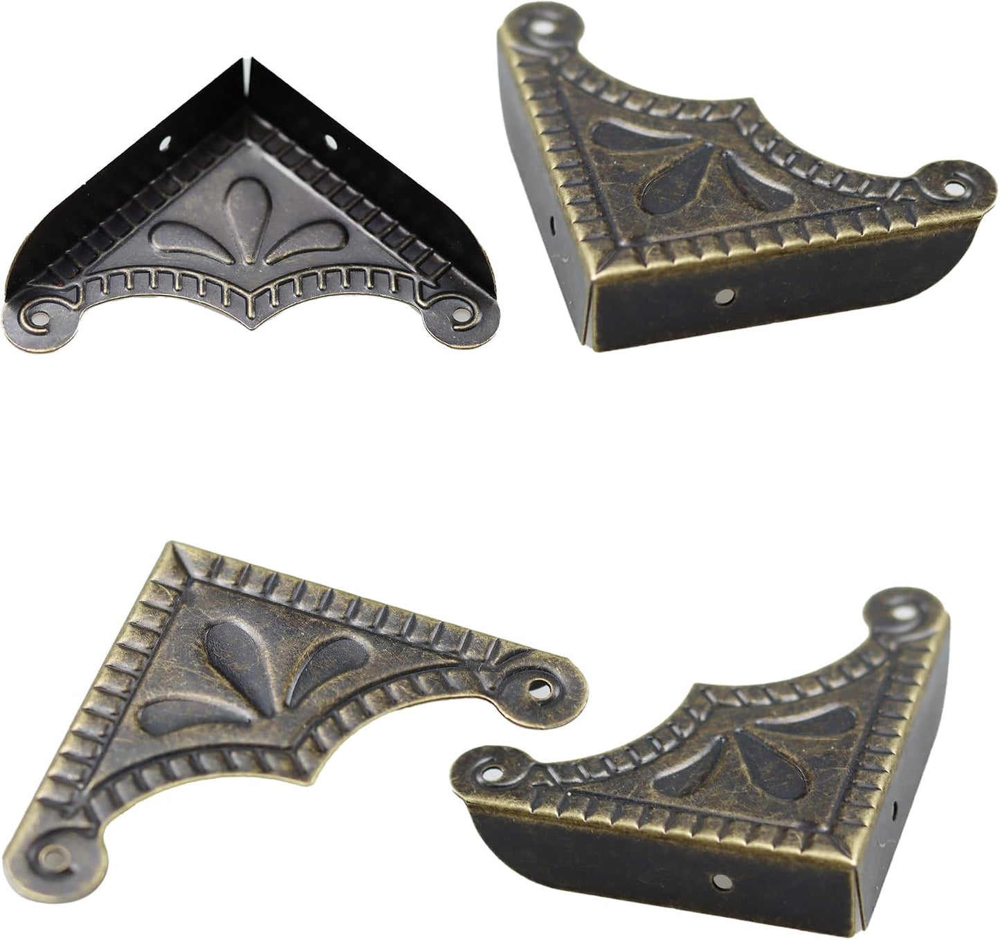 24 Protectores Esquinas Metal Bronce 2.2x2.2pulg Muebles