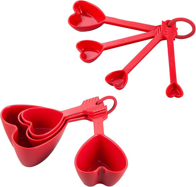 Set 8 Tazas y Cucharas Medidoras Melamina Corazón