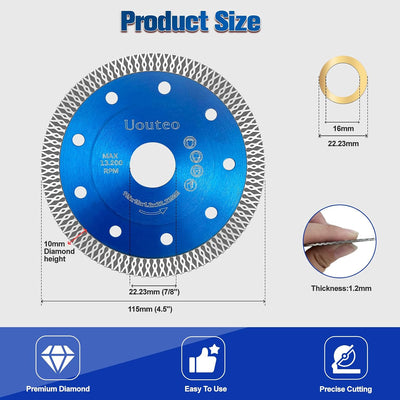 Hoja sierra diamante 4.5pulg para azulejos amoladora