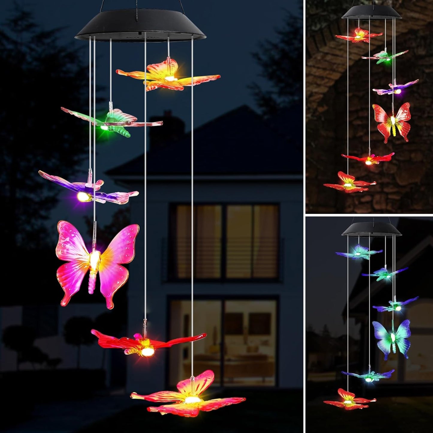 Campanilla viento solar LED 25" colgante jardín