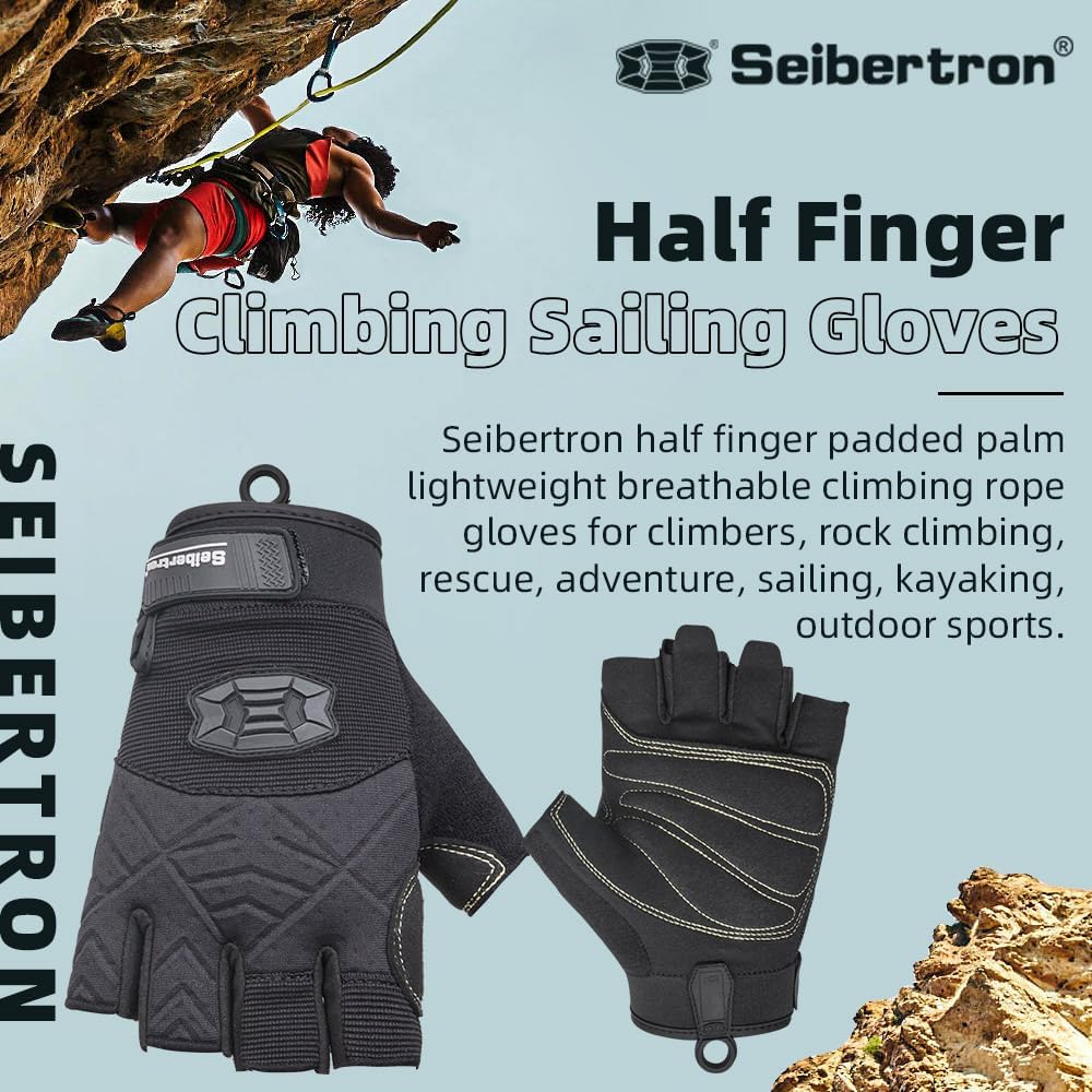 Guantes escalada palma acolchada dedos completos