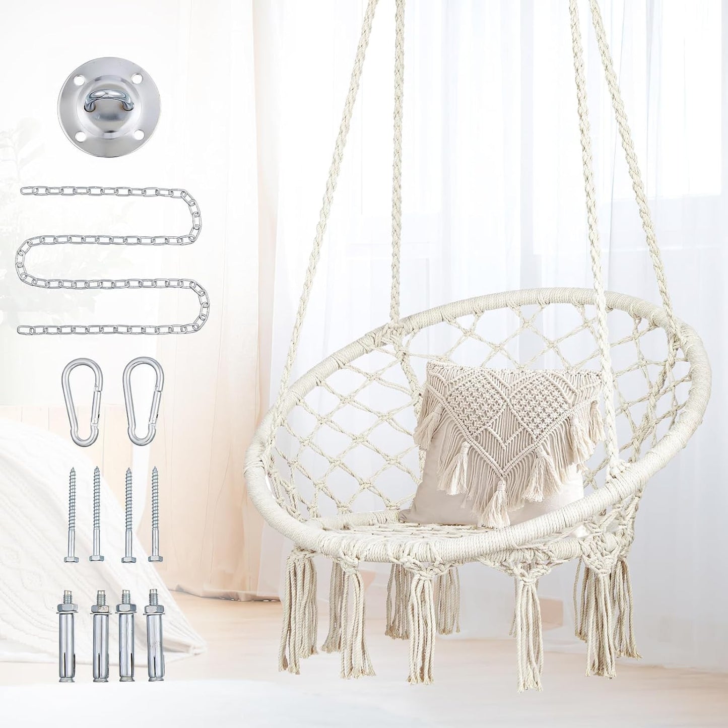 Hamaca macramé silla colgante 29.5x45.3"