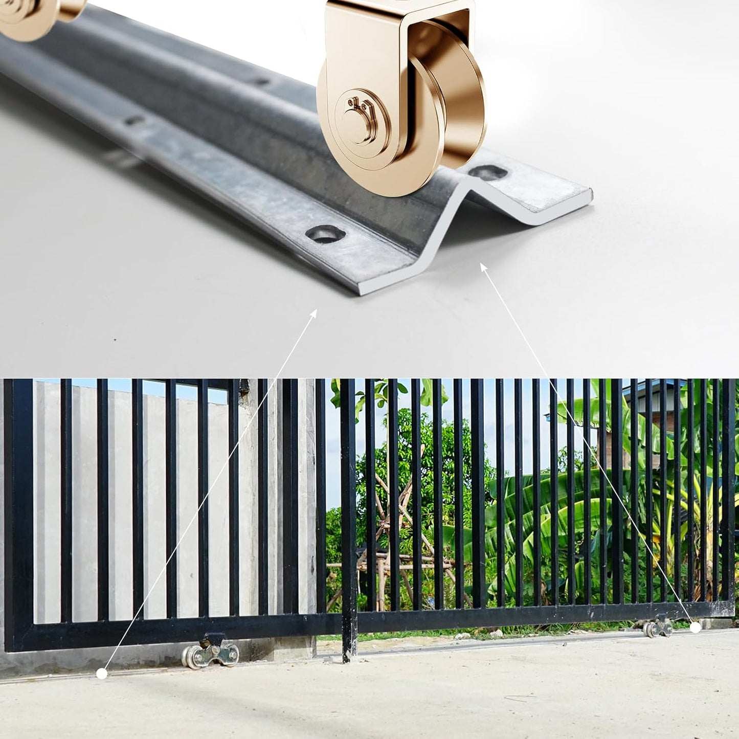 Vía en V galvanizada 48ft para puertas correderas 8 pzas 6ft