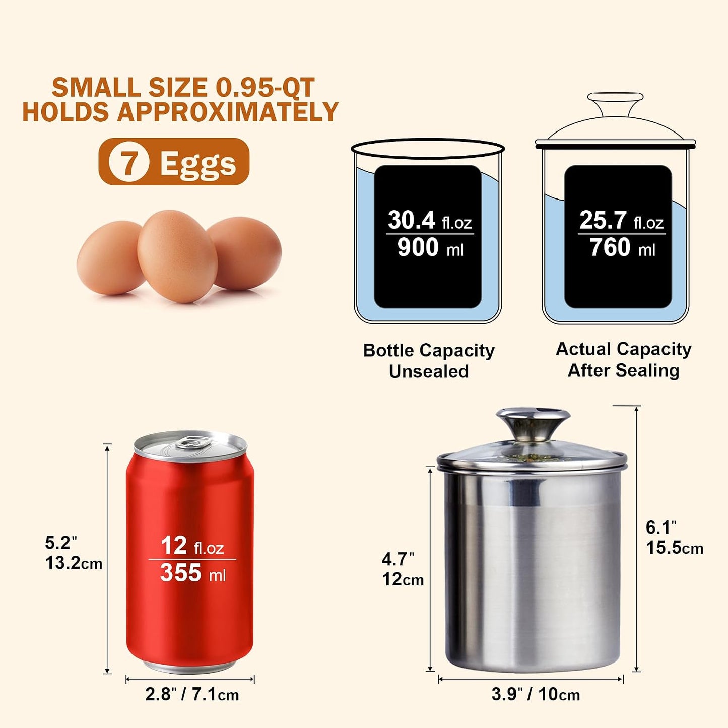 Set 4 Recipientes Acero Inox 0.95-3.5qt Tapa Vidrio