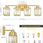 Lámpara baño 4 luces cristal dorado pared moderna