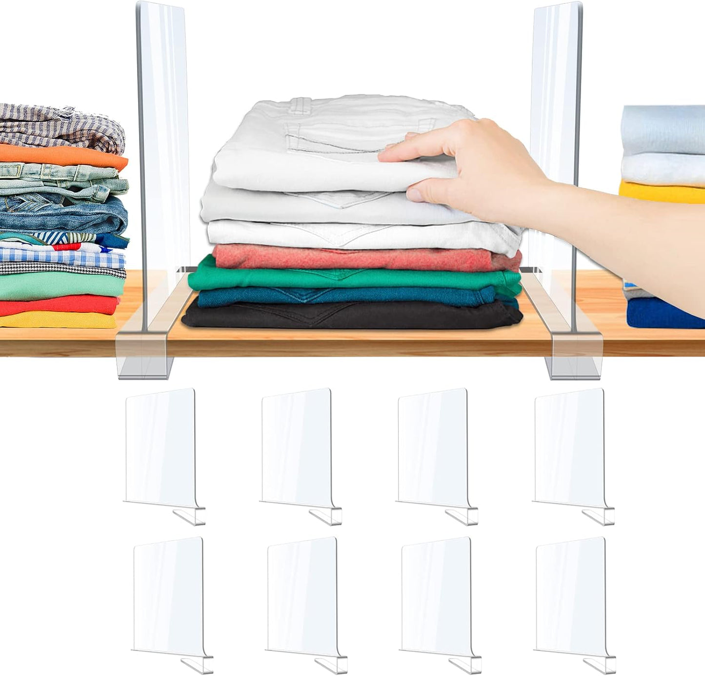 Separadores acrílicos para estantes de madera ajustables