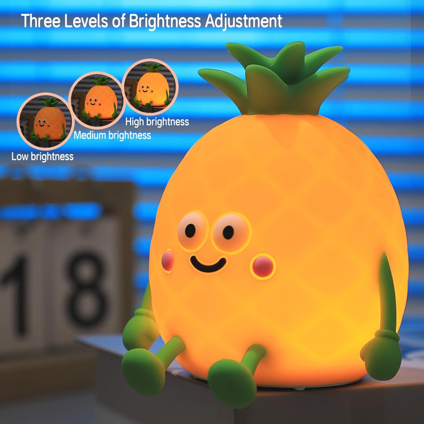 Luz nocturna LED piña 7 colores tactil para niños y adultos