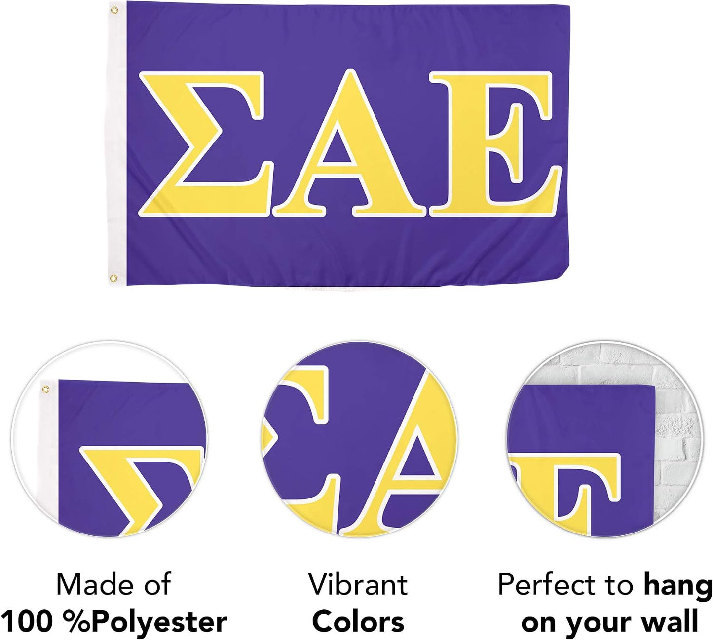 Bandera SAE griega 3x5ft fraternidad Sigma Alpha Epsilon
