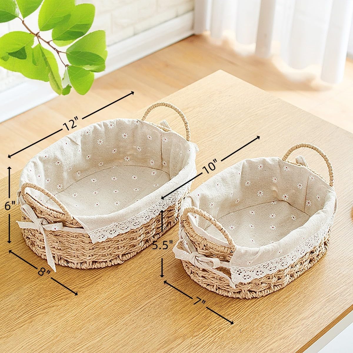 Cesta mimbre decorativa con asas set 2