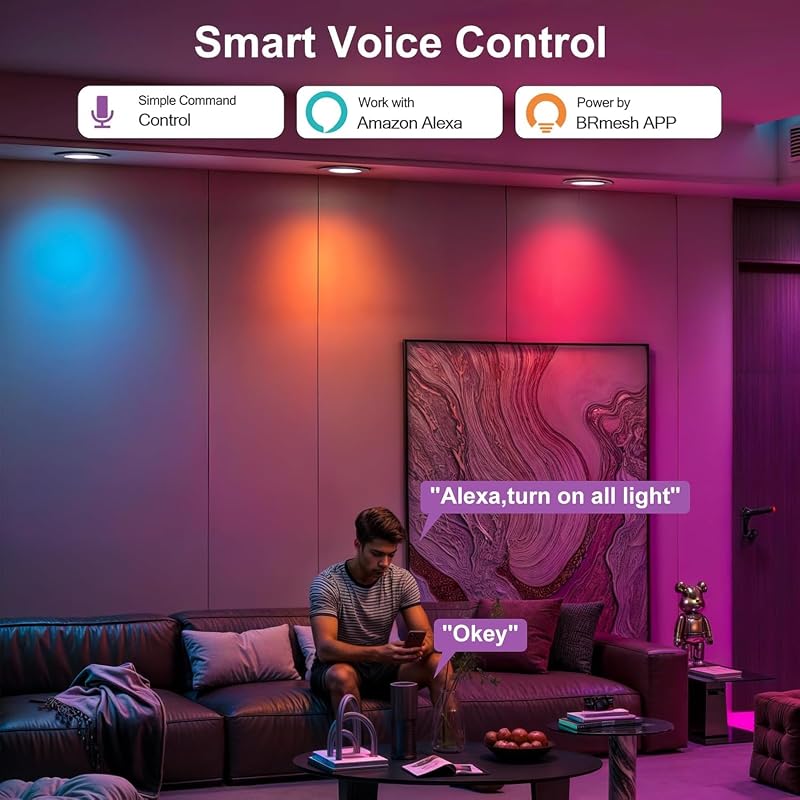 Iluminación LED RGB 4" regulable Alexa Bluetooth
