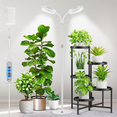 Luz LED crecimiento plantas 2 cabezales 68pulg soporte ajustable