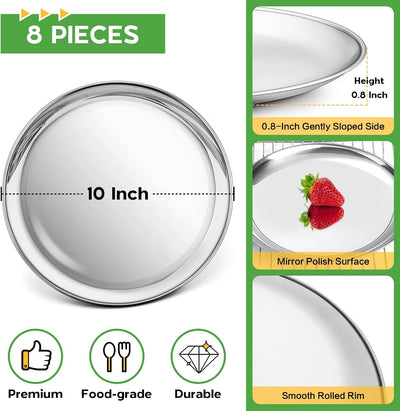 Bandeja pizza 10pulg acero inox redonda 8 Pzas