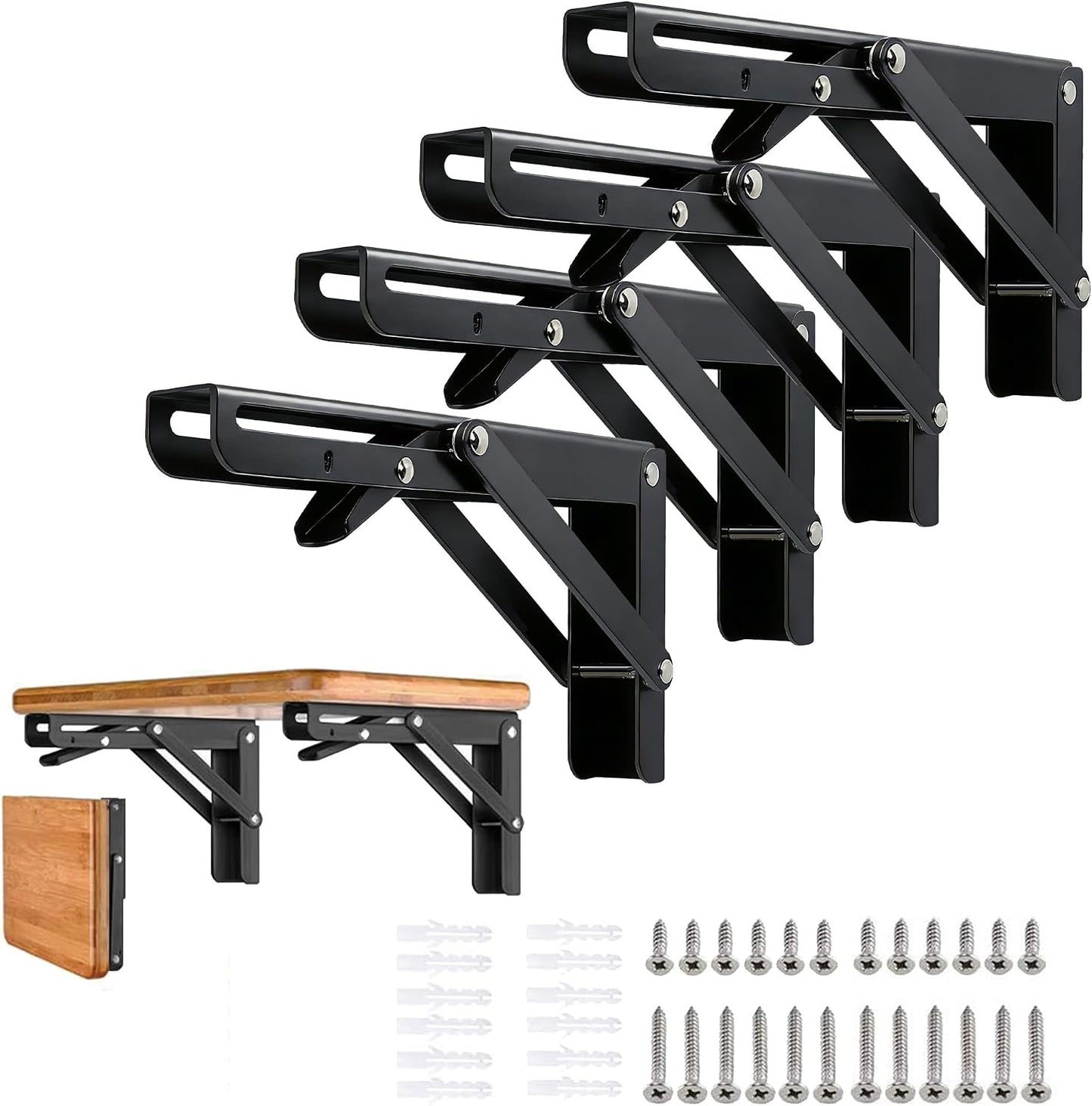 Soportes plegables pared 10pulg metal 4pzas ahorro espacio