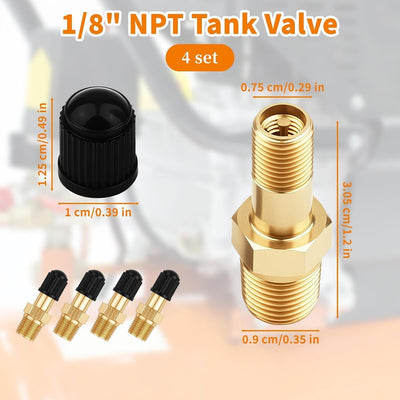 Juego 4 válvulas Schrader oro 1/8 tubo latón compresor aire