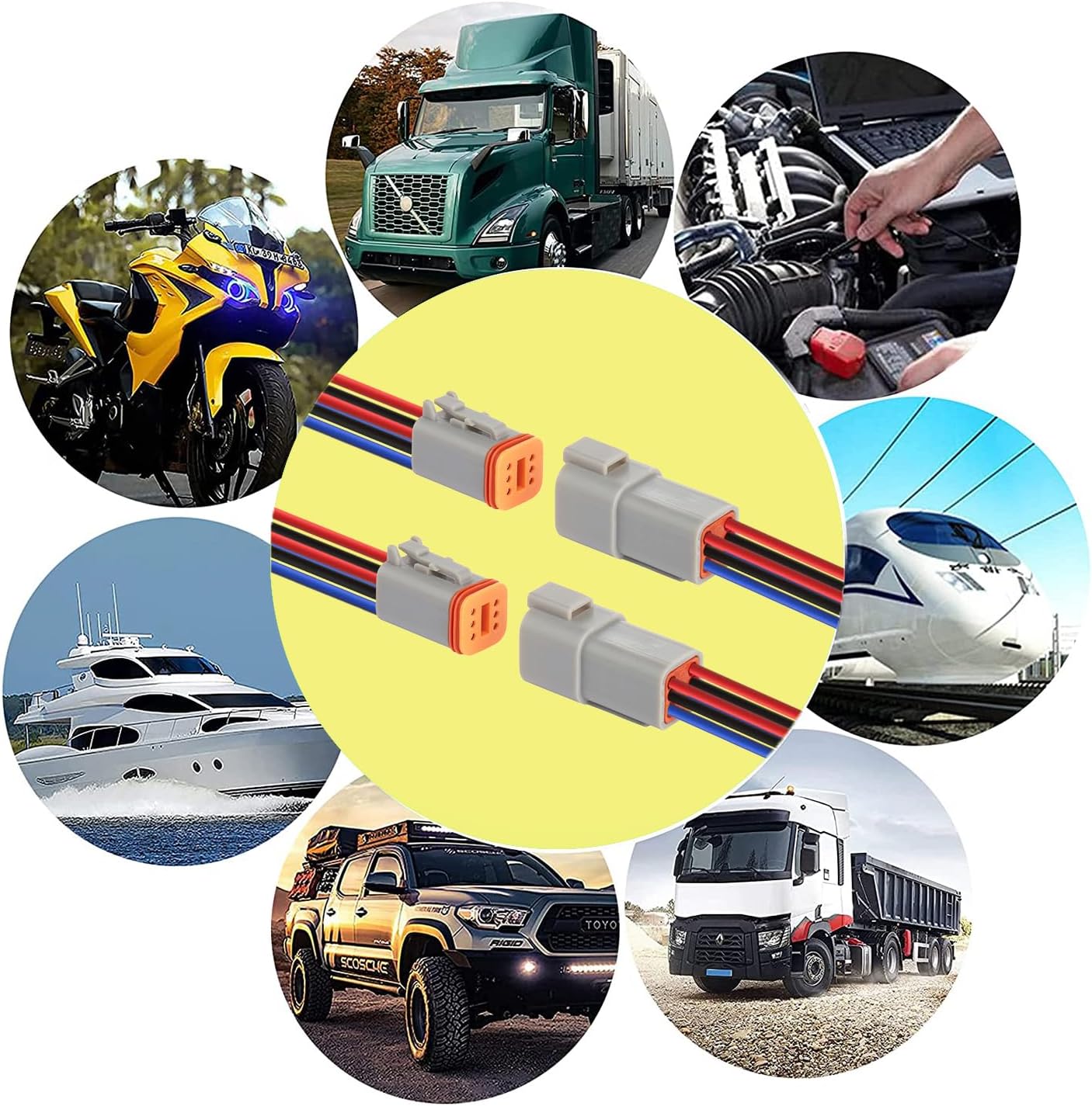 Conector eléctrico automotriz DT 6 pines impermeable macho hembra