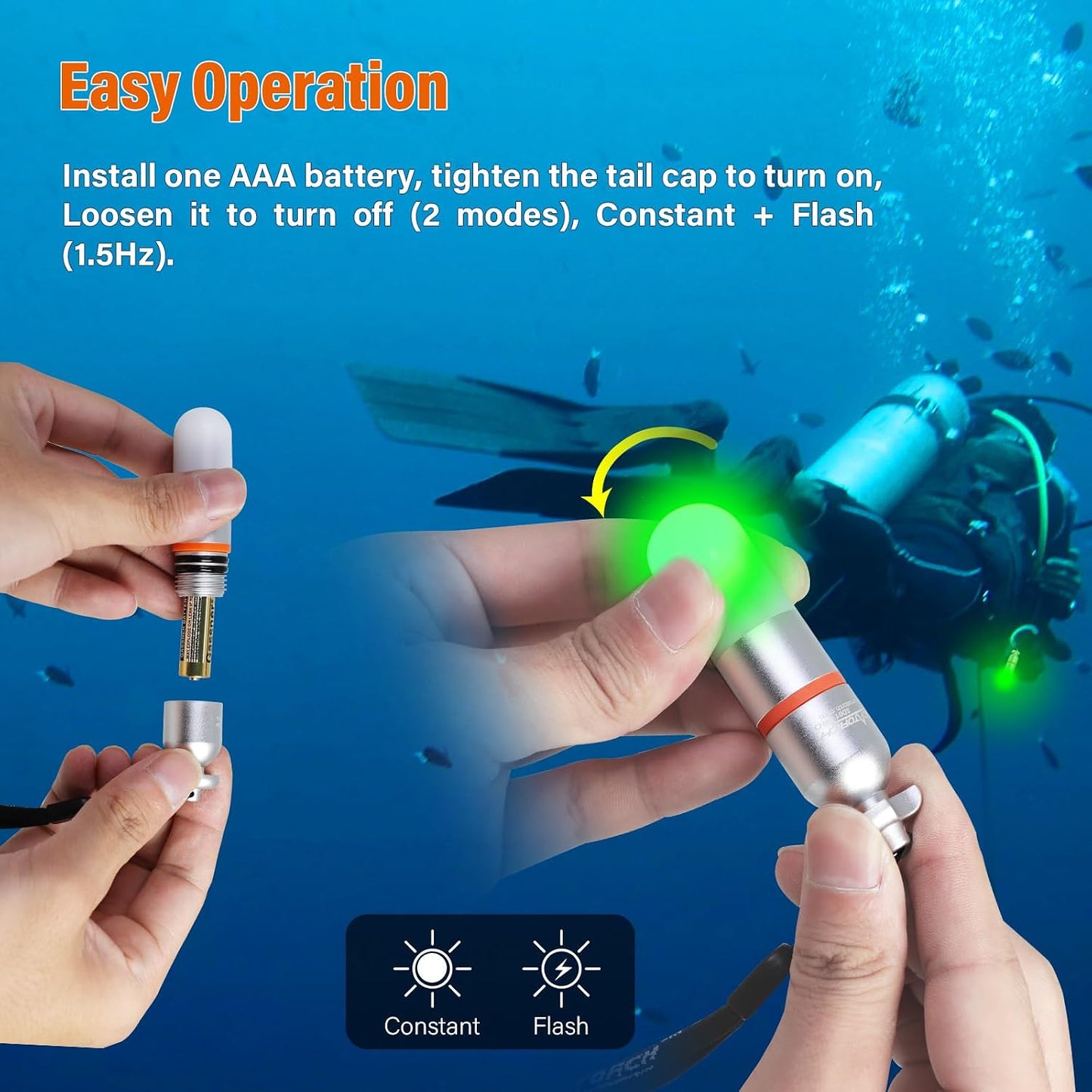 Luz señal buceo mini baliza tanque modos constante