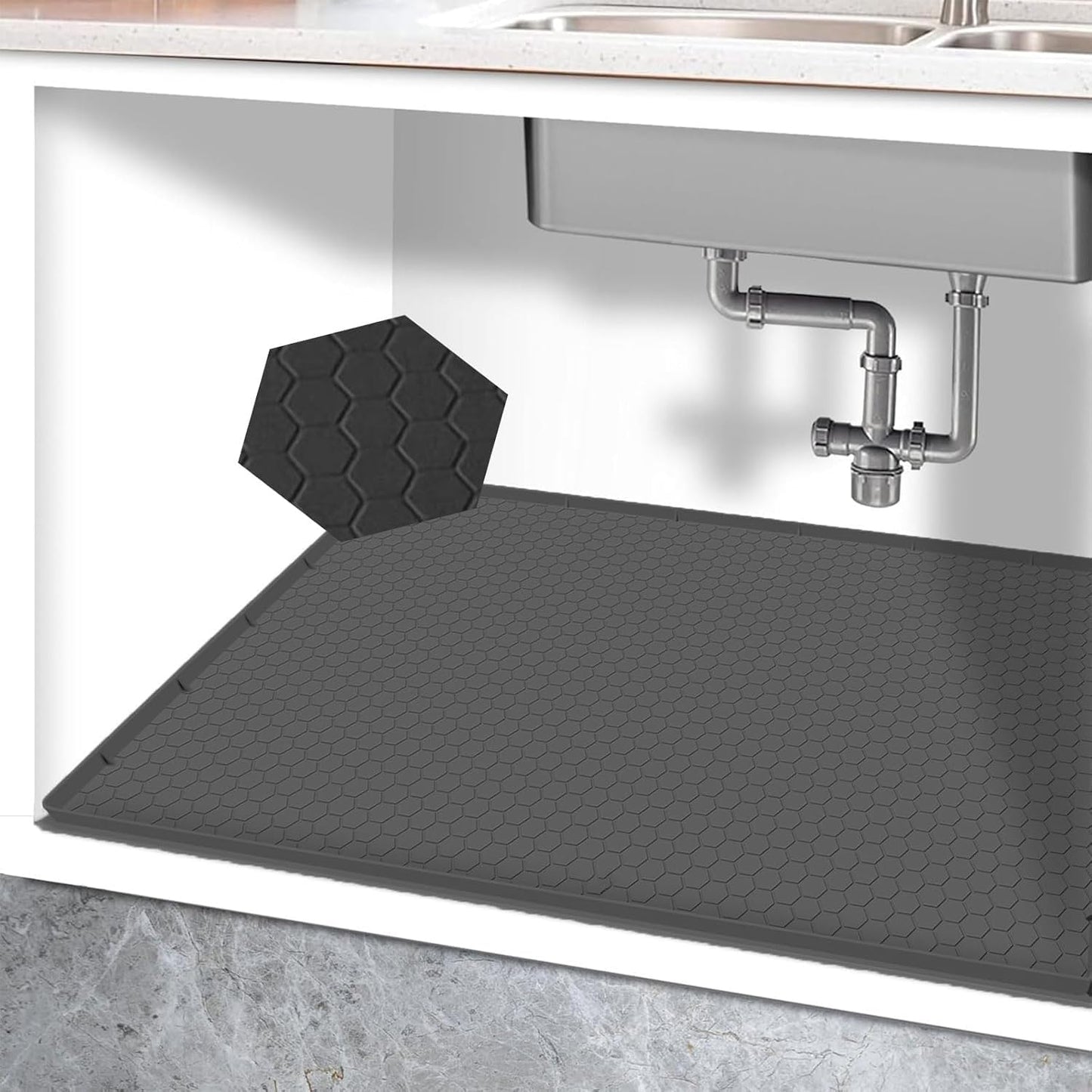 Tapete silicona organizador fregadero 25x19pulg impermeable 3.5gal
