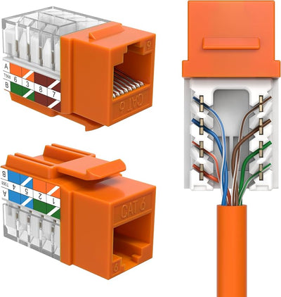 Pack 20 conectores Ethernet Cat6 Keystone naranja 45grados
