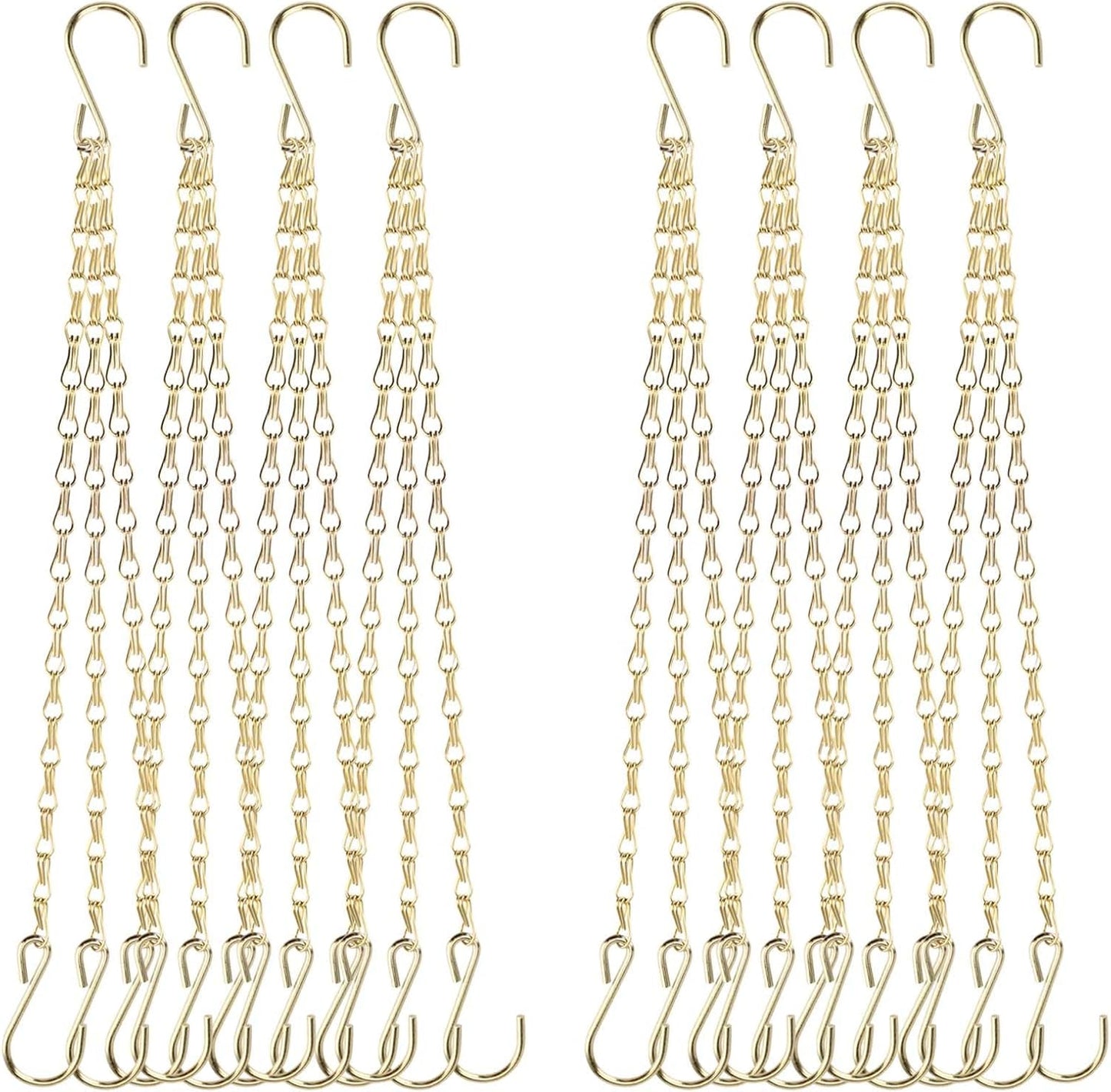 8 Cadenas Colgantes Doradas 16" Gancho S para Plantas