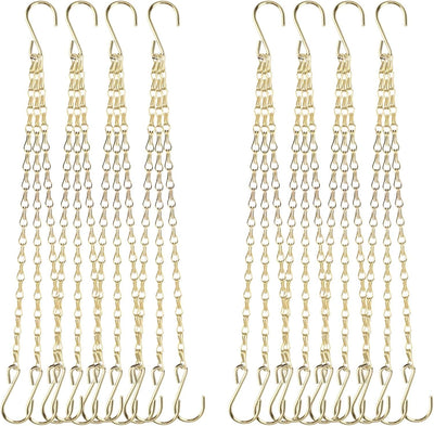 8 Cadenas Colgantes Doradas 16" Gancho S para Plantas