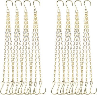8 Cadenas Colgantes Doradas 16" Gancho S para Plantas