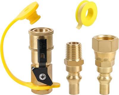 Adaptador conexión rápida propano RV 1/4 kit válvula cierre