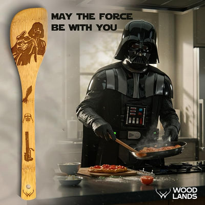 Juego cucharas y espátulas madera para fanáticos Star Warz