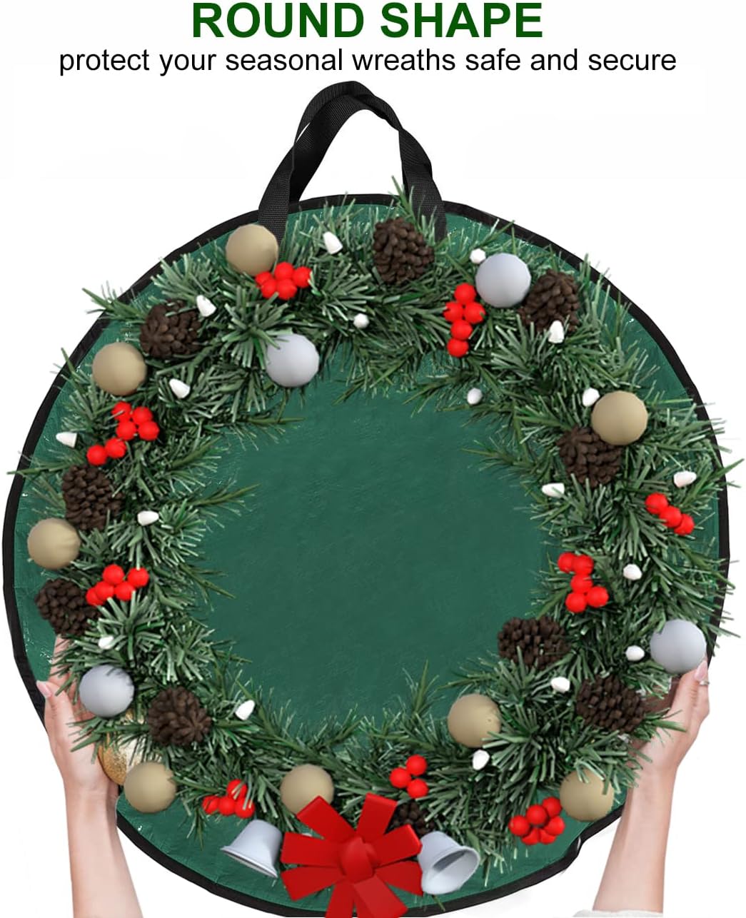 Bolsa almacenamiento corona Navidad 36" resistente asas
