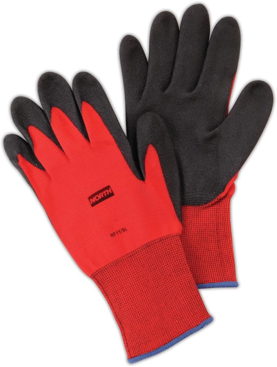 Guantes NF11 con palma PVC espumado talla 6 negro/rojo 12