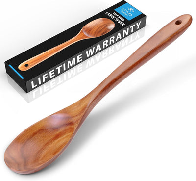 Cuchara madera teca grande utensilio cocina duradero