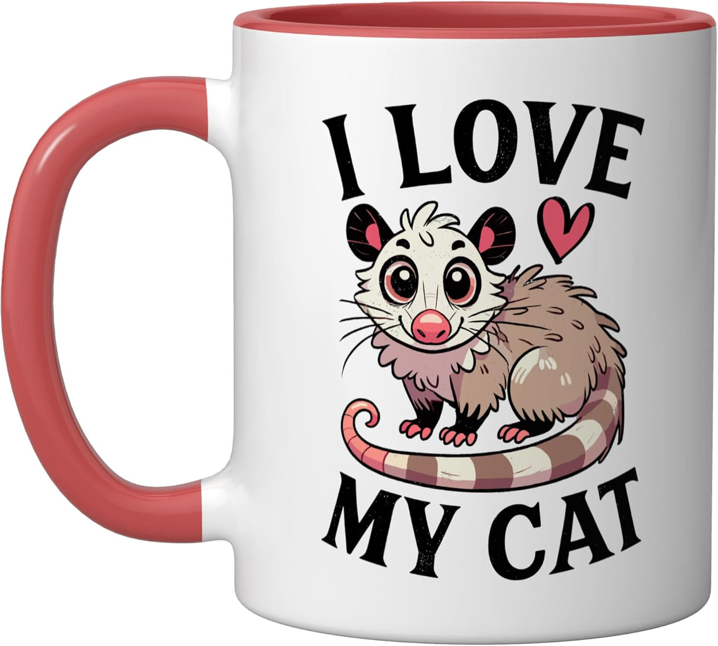 Taza Cerámica Roja/Blanca con Possum Enfadado