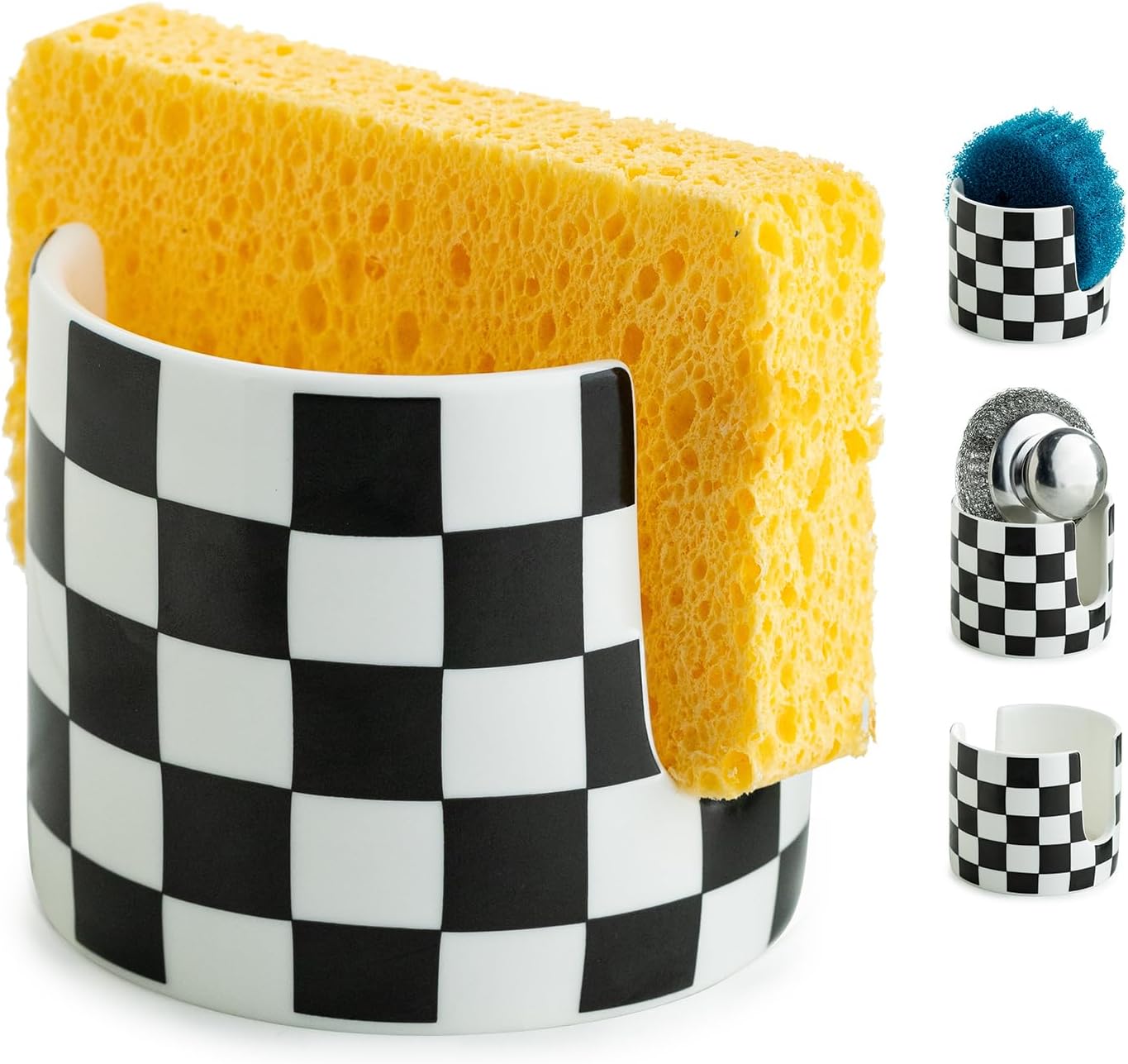Soporte esponjas fregadero cocina con cepillos cerámica
