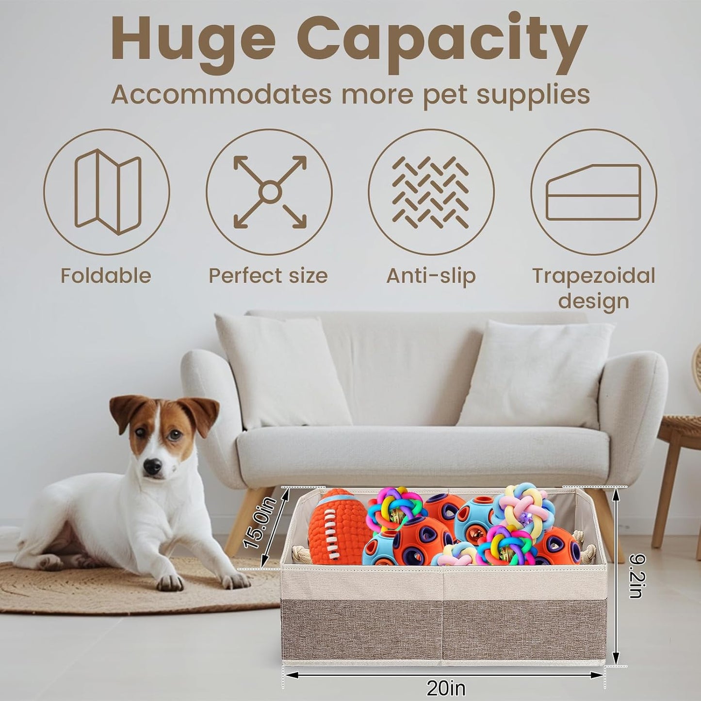 Cesta juguetes perros asa plegable 20" organiz.